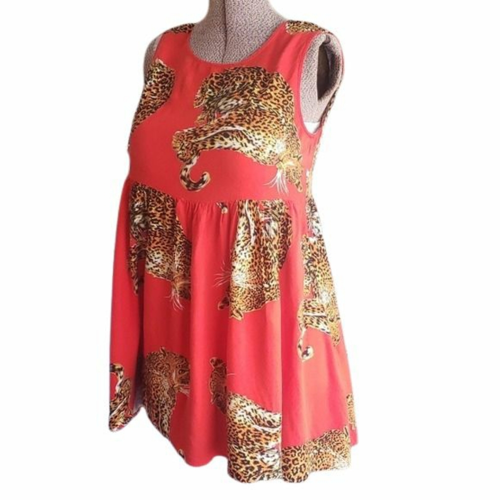 Minkpink Jaguar Red Sleevel Baby Doll Dress, Sz S - Picture 2 of 14